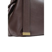 Braunes Leder Armani Exchange Handtasche mit goldfarbenem Metalllogo-Emblem aus Polyester, 31 x 25 x 10 cm