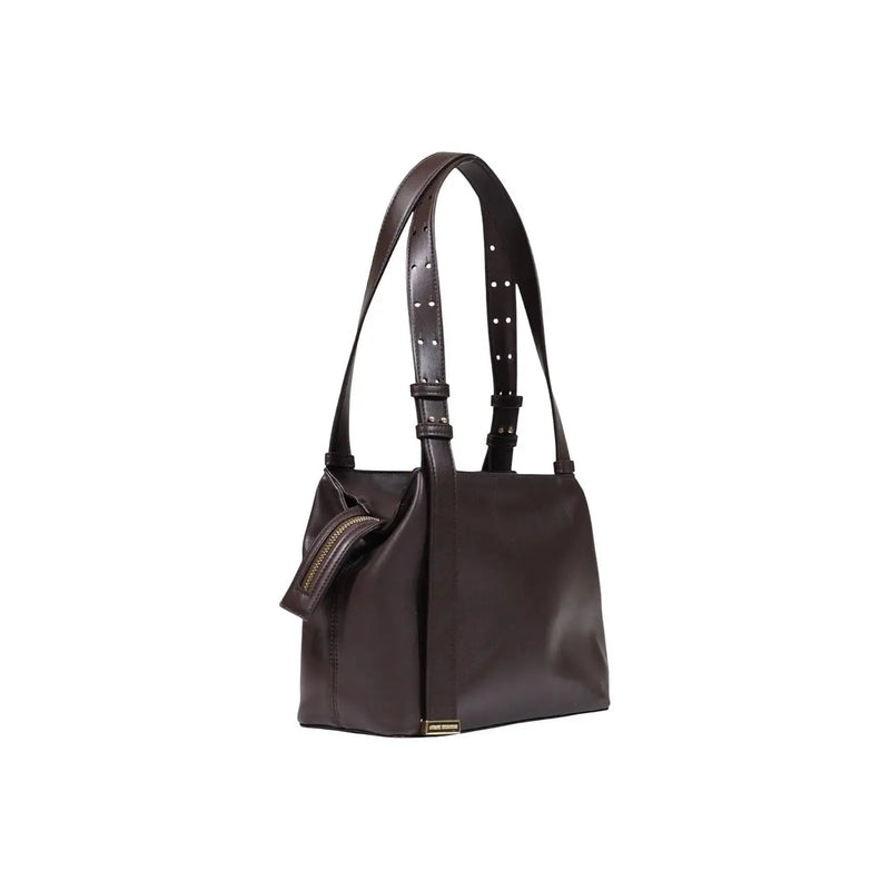 Armani Exchange Braune Damen-Schultertasche aus Polyester mit edler Lederoptik und verstellbaren Riemen aus Metallbeschlägen.