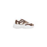 Armani Exchange women brown and white chunky sneaker with mesh and synthetic overlays in polyester blend