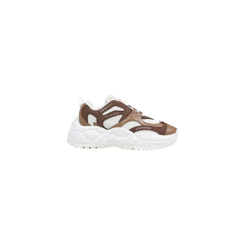 Armani Exchange women brown and white chunky sneaker with mesh and synthetic overlays in polyester blend