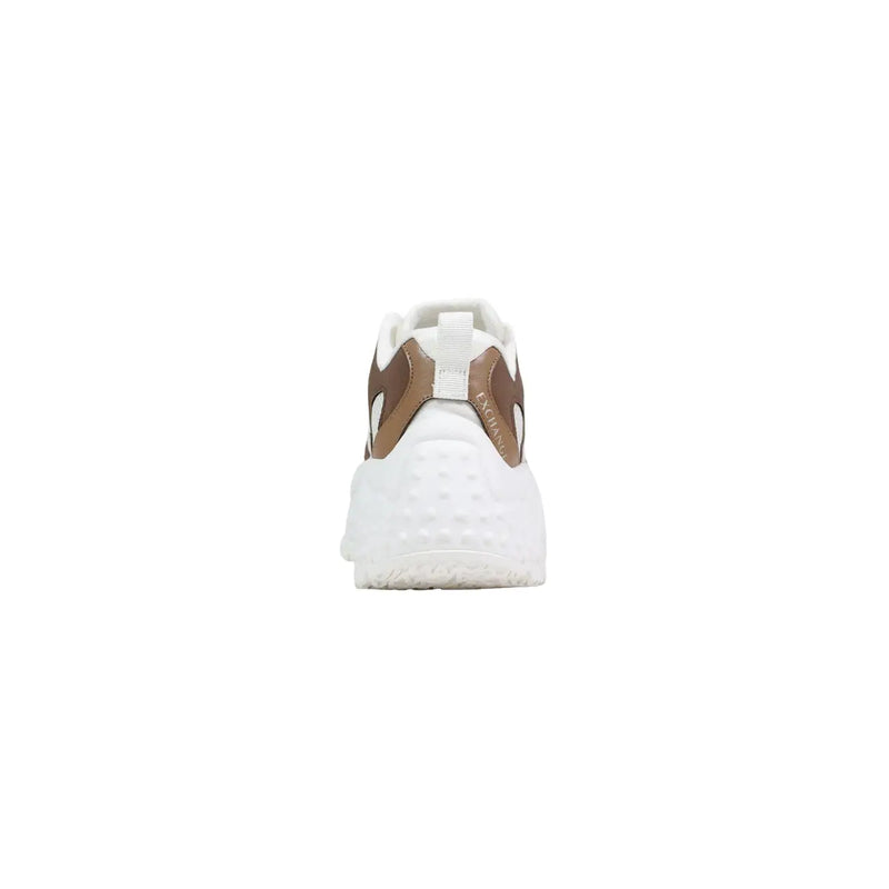 Armani Exchange women brown polyester blend sneaker with chunky sole and textured upper shown from the back side