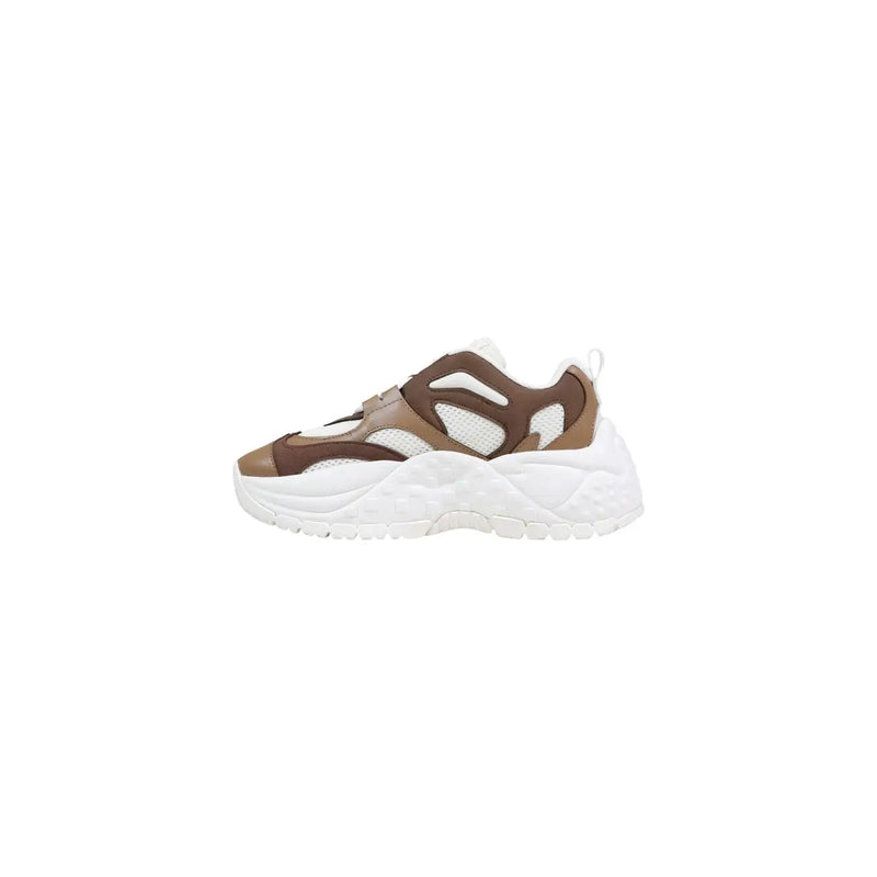 Armani Exchange women brown polyester blend chunky sneaker with layered mesh and leather design