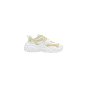 Armani exchange women brown polyester blend sneaker featuring white and pale yellow chunky mesh and synthetic overlays