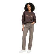 Armani Exchange women brown sweatshirt in viscose blend featuring a metallic rose-gold logo across the chest