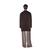 Armani Exchange women brown wool blend blazer oversized with a relaxed fit and subtle texture