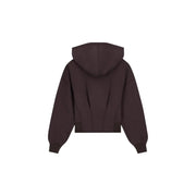 Armani Exchange women brown cropped zip hoodie with relaxed fit and ribbed cuffs for casual wear