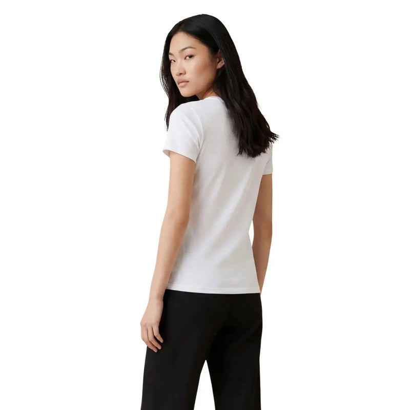 Armani Exchange women cotton white t shirt with short sleeves and a simple crew neckline minimalist design