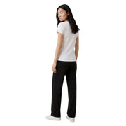 Armani Exchange women cotton white short-sleeved t shirt with v neck and minimalist design