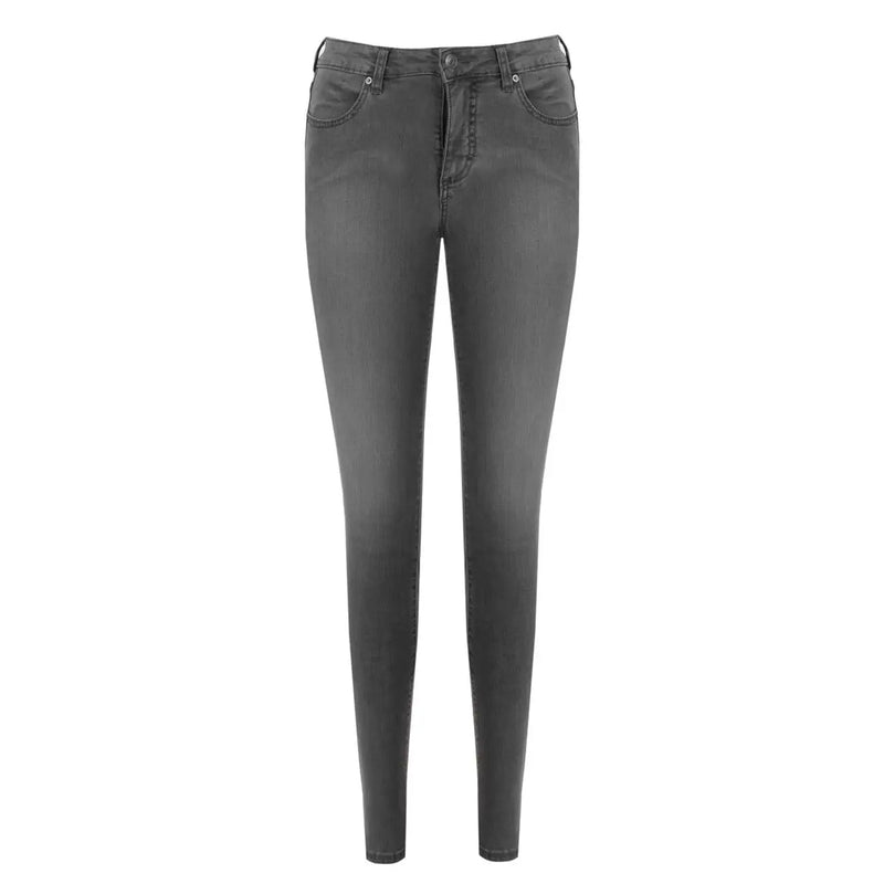 Armani Exchange Diese grauen Damenjeans aus Baumwolle zeichnen sich durch eine schmale Passform, eine dunkelgraue Farbe mit Used-Look und klassische Denim-Konstruktion aus.
