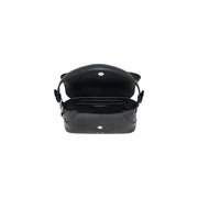 Armani Exchange Schwarze Damenhandtasche aus Polyurethan mit Katzenohren-Details und silberfarbenen Beschlägen, 28 cm breit