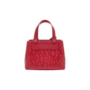 Armani Exchange women red polyester handbag with embossed manexchange logo pattern and matching top handles