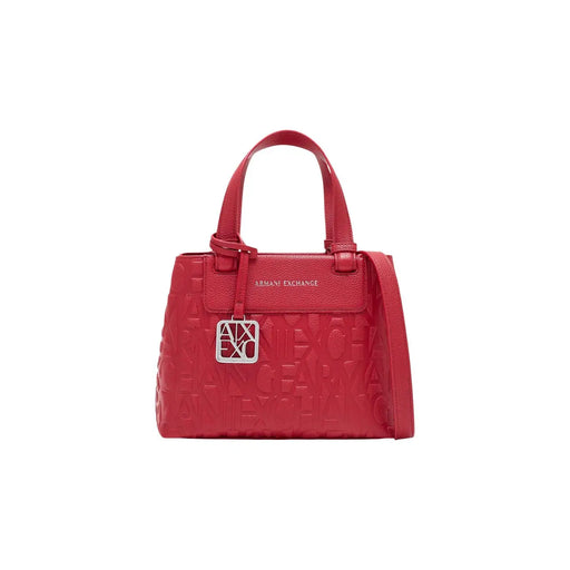 Ein leuchtendes Rot Armani Exchange Damenhandtasche aus Polyester mit geprägtem Logomuster und elegantem Design top Griffe