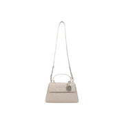 Armani exchange Damen-Schultertasche aus beigefarbenem Polyester mit cremefarbener, strukturierter Oberfläche top Griff und abnehmbarer Riemen
