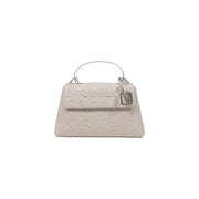 Armani Exchange Damen-Schultertasche aus beigefarbenem Polyester mit gesteppter Struktur, geprägtem Logo und Metallbeschlägen, 30 cm