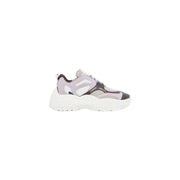 Armani Exchange women slip on sneakers lilac in light gray and black with mesh panels and white polyurethane sole