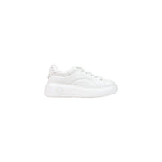 Armani Exchange women slip on sneakers white polyurethane with glossy platform and subtle patterned heel detailing