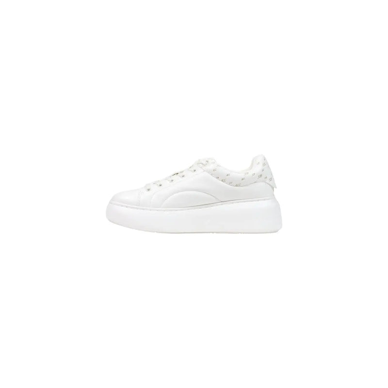 Armani Exchange women slip on white platform sneaker with smooth leather upper and subtle heel embellishments