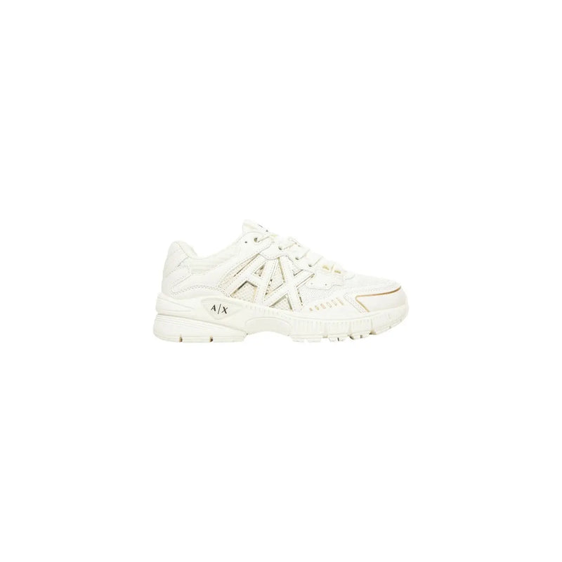 Armani Exchange women sneakers brown with white chunky sole and silver mesh detailing in elastane polyamide