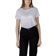Armani Exchange women white cotton t-shirt with a subtle logo on the chest made from 100 percent cotton