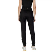 Armani Exchange Schwarze Damen-Jogginghose aus geripptem Baumwollstrick mit hohem, elastischem Bund und schmal zulaufenden Beinabschlüssen