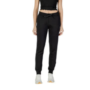 Armani exchange Schwarze Damen-Jogginghose aus Baumwolle mit Kordelzugbund, gerippten Bündchen und Spitzendetails