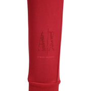 Rot armani exchange Damenhose aus Viskosemischung mit glitzerndem Axt-Logo und Markennamenstickerei
