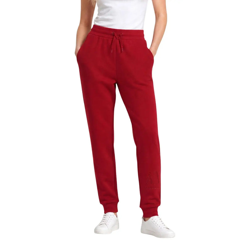 Armani Exchange Rote Damen-Jogginghose aus Viskosemischung mit Kordelzugbund und elastischen Bündchen, Größe KH
