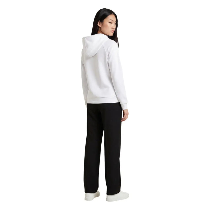 Armani Exchange women white hooded sweatshirt with long sleeves and relaxed fit in soft fabric for casual wear