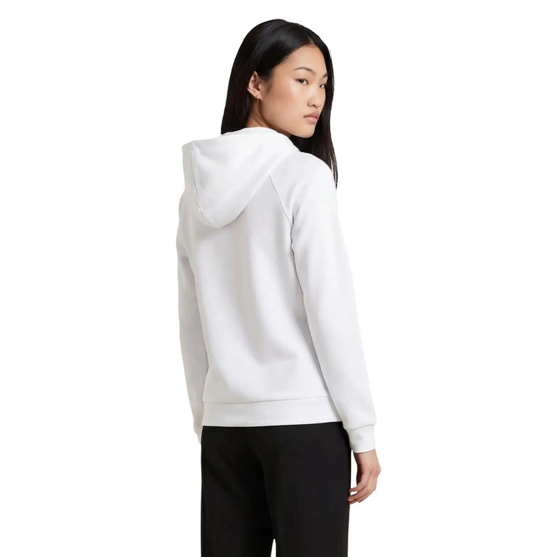 Armani Exchange women white hooded sweatshirt with soft smooth texture and clean lines in cotton blend fabric