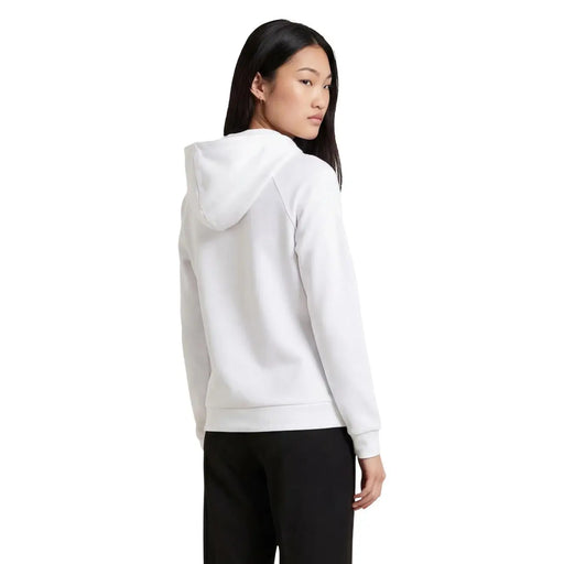 Armani Exchange Weißer Damen-Kapuzenpullover aus Baumwollmischgewebe mit weicher, glatter Textur und klaren Linien.