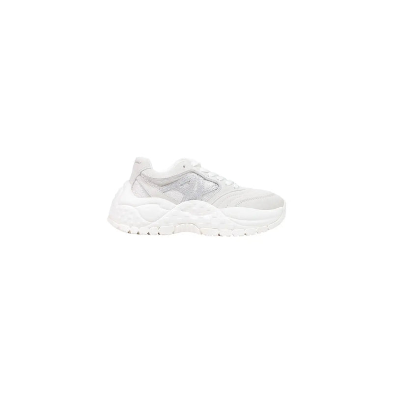 Armani Exchange women white leather slip on sneakers featuring chunky design with silver metallic star logo