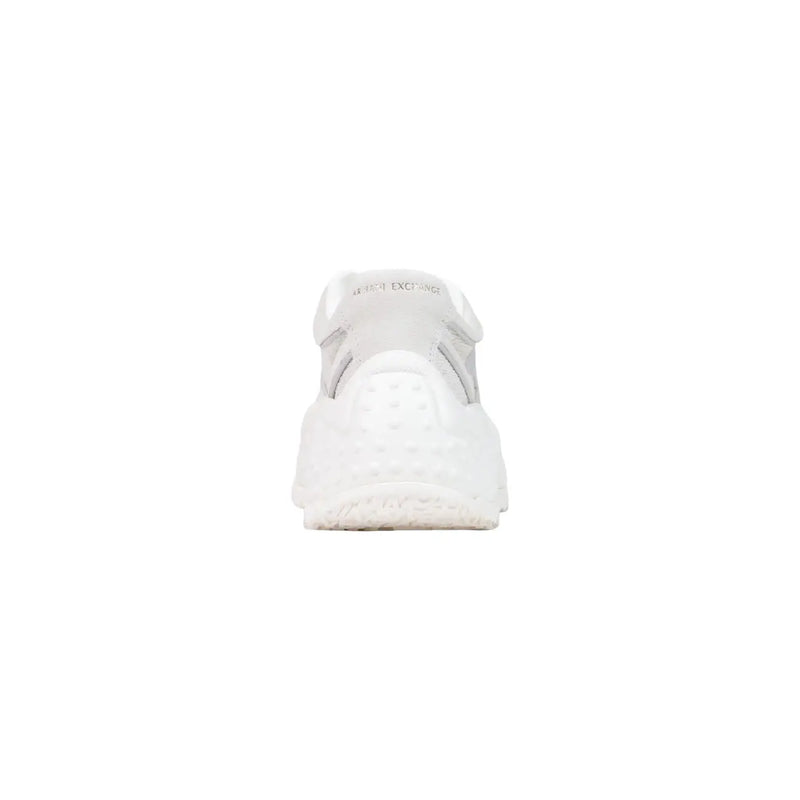 Armani exchange women white leather slip on sneakers with chunky design and textured translucent sole