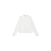 Armani Exchange Weißes, langes, klassisches Damen-Baumwollhemd mit langen Ärmeln und klassischem Kragen