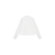 Armani Exchange Weiße, langärmelige, kurze Baumwolljacke für Damen mit schlichtem Kragen und klaren Linien