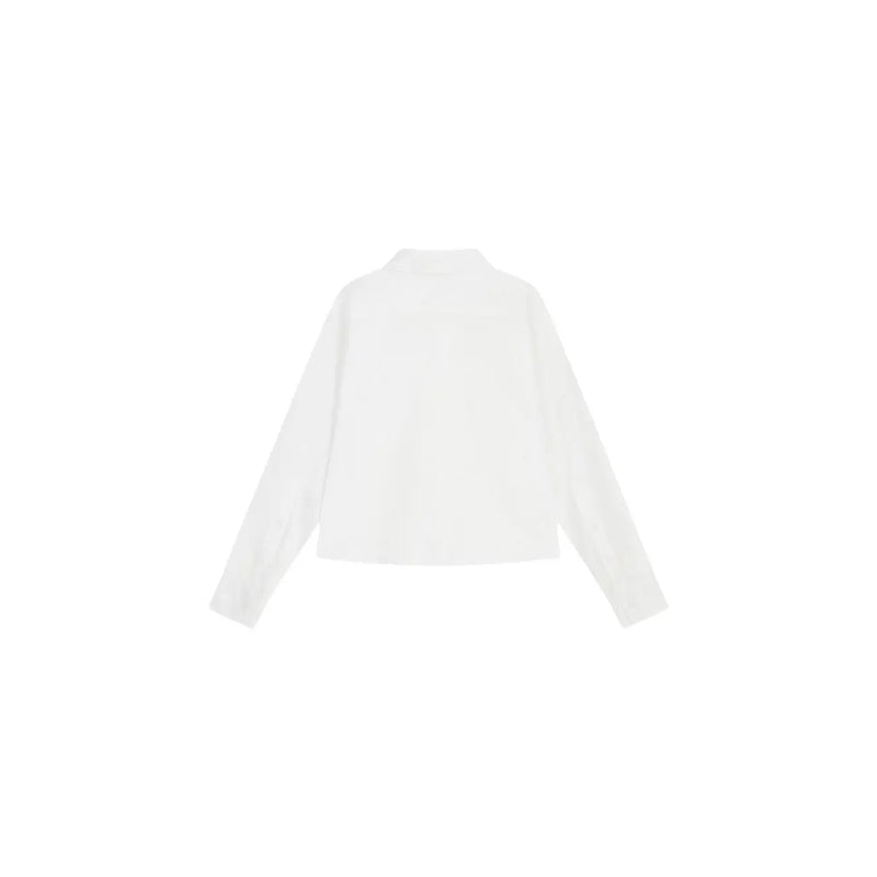 Armani Exchange Weiße, langärmelige, kurze Baumwolljacke für Damen mit schlichtem Kragen und klaren Linien