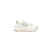 Armani Exchange women white slip on polyurethane sneakers with metallic gold accents and chunky sole