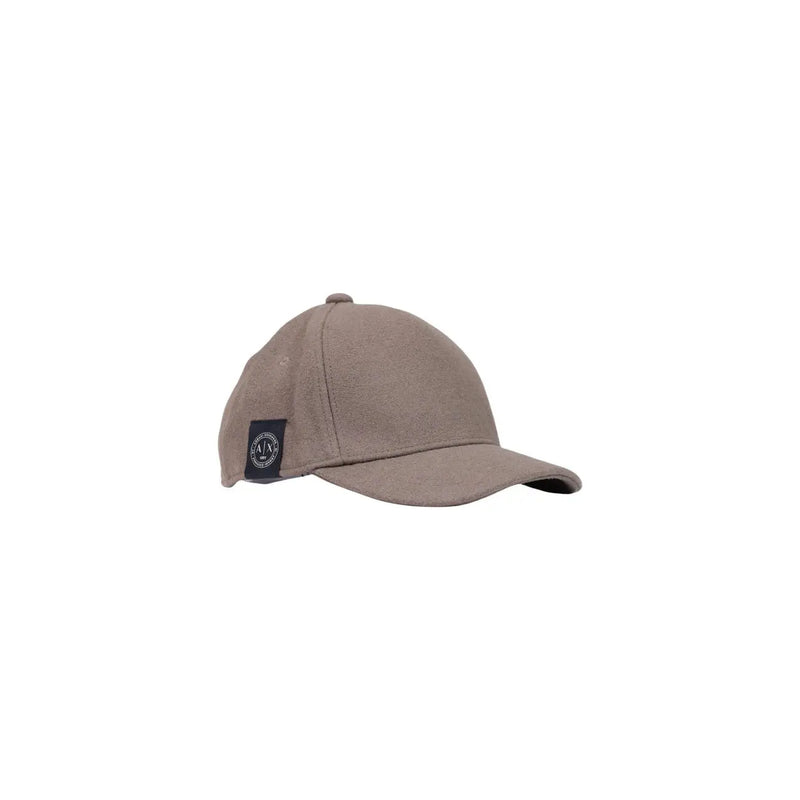 Armani Exchange Wollmütze für Herren in Beige mit kleinem schwarzen Seitenaufnäher, Seitenansicht