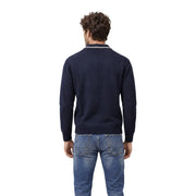 Armani Exchange Polo-Pullover aus Wolle für Herren in Marineblau mit geripptem Kragen und Bündchen, Vorderansicht