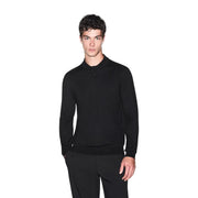 Armani Exchange Schwarzer Wollpullover für Herren mit langen Ärmeln und minimalistischem Design, Vorderansicht