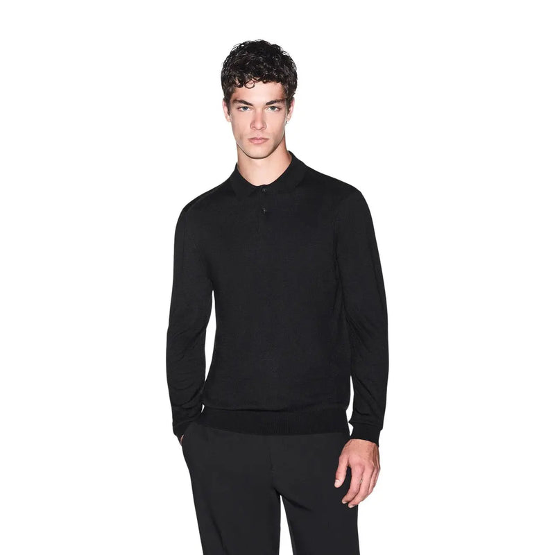Armani Exchange Schwarzer Wollpullover für Herren mit langen Ärmeln und minimalistischem Design, Vorderansicht