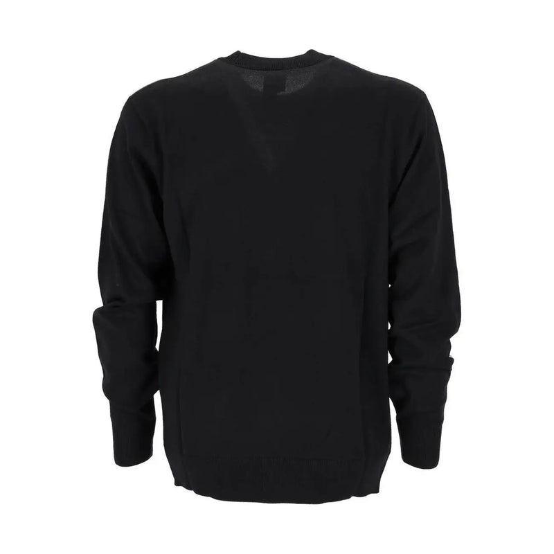 Armani Exchange Schwarzer Wollpullover für Herren aus glattem, einfarbigem Stoff, Vorderansicht