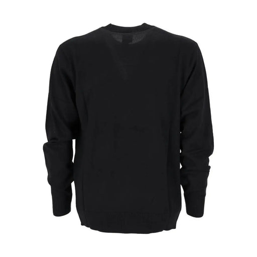 Armani Exchange Schwarzer Wollpullover für Herren aus glattem, einfarbigem Stoff, Vorderansicht