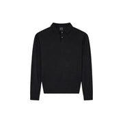 Armani exchange Schwarzer Wollpullover für Herren mit klassischem Kragen und Knopfleiste, Vorderansicht