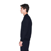 Armani Exchange Schwarzer Wollpullover für Herren im eleganten Bomberjacken-Stil mit gerippten Bündchen, Vorderansicht