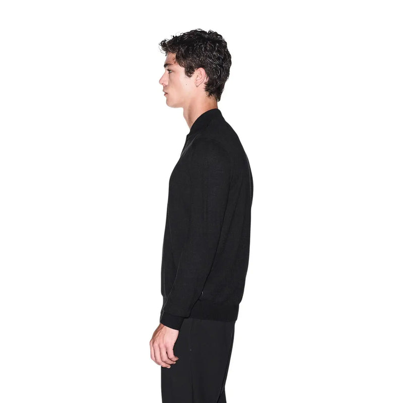 Armani exchange Schwarzer Wollpullover für Herren mit gerippten Bündchen und minimalistischem Design, Vorderansicht