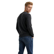 Armani Exchange Schwarzer Wollpullover für Herren aus weichem, strukturiertem Stoff mit gerippten Bündchen, Vorderansicht