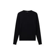 Armani Exchange Schwarzer Wollpullover für Herren mit dezentem, gesticktem Logo auf der linken Brust, Vorderansicht