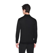 Armani Exchange Schwarzer Wollpullover für Herren mit Stehkragen und langen Ärmeln, Vorderansicht
