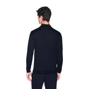 Armani Exchange Schwarzer Wollpullover für Herren mit Stehkragen und langen Ärmeln, Vorderansicht