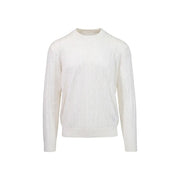 Armani Exchange Weißer Wollpullover für Herren mit weichem, strukturiertem Strickmuster und gerippten Bündchen, Vorderansicht